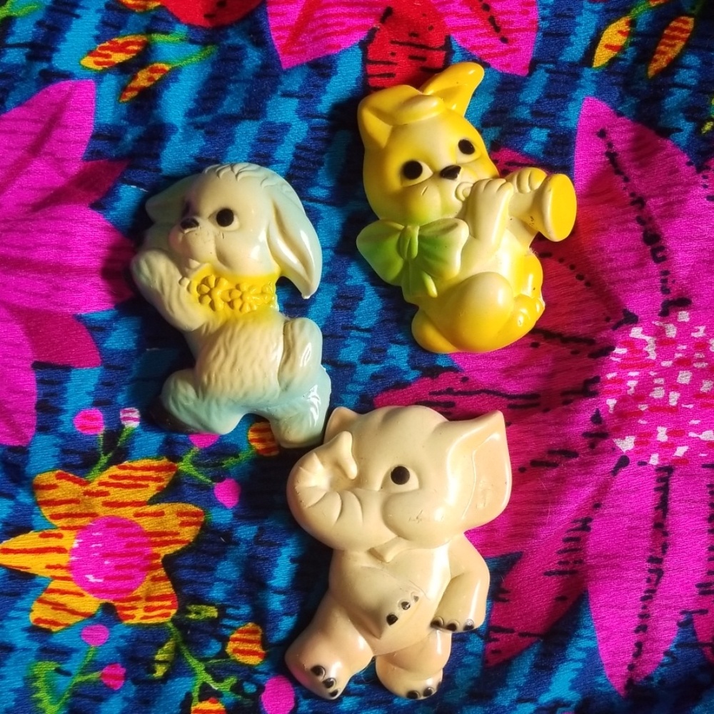 3 piece vintage chalkware art 1950s 60s kitsch